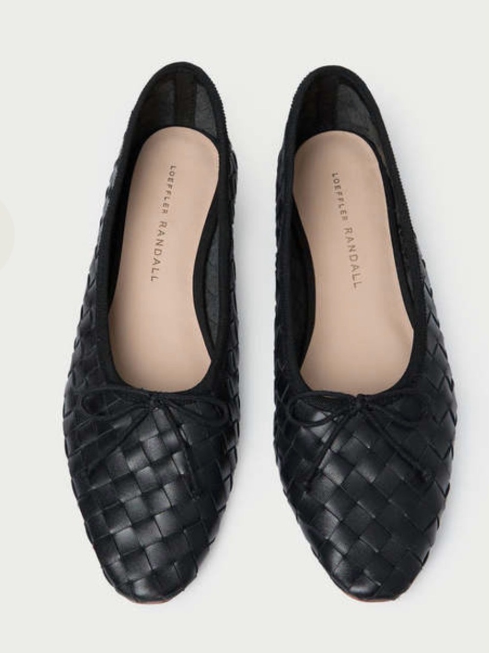 Loeffler Randall Black Woven Leather Ballet Flats with Bow